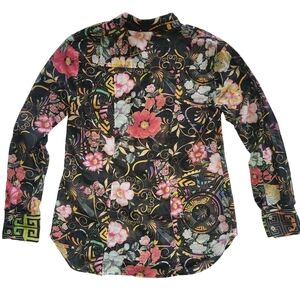 XS Johnny Was 100% Lightweight Cottob Floral Black Shirt
